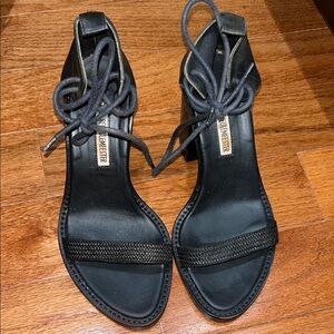 Ann Demeulemeester Black Heels Elegant Ankle Wrap